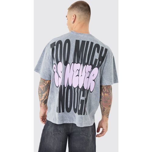 Camiseta Oversize Desteñida Con Estampado De Eslogan En Relieve - boohoo - Modalova