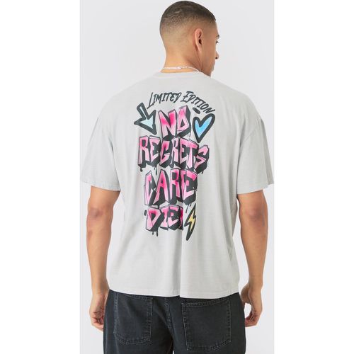 Camiseta Oversize Con Lavado A La Piedra Y Estampado De Grafiti - boohoo - Modalova