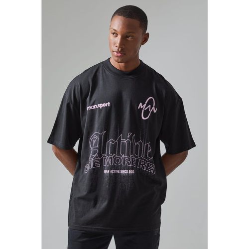 Active Oversized Extended Neck One More Rep Gothic T-shirt - boohoo - Modalova
