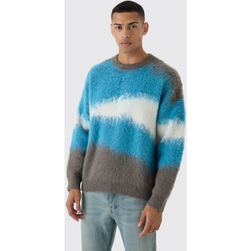 Maglione squadrato oversize in maglia spazzolata astratta - boohoo - Modalova