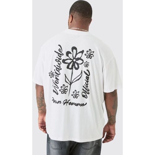 T-shirt Plus Size oversize con stampa di disegno a linee Pour Homme - boohoo - Modalova