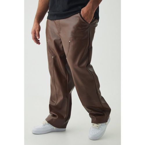 Pantalón Plus Holgado De Cuero Sintético Estilo Carpintero - boohoo - Modalova