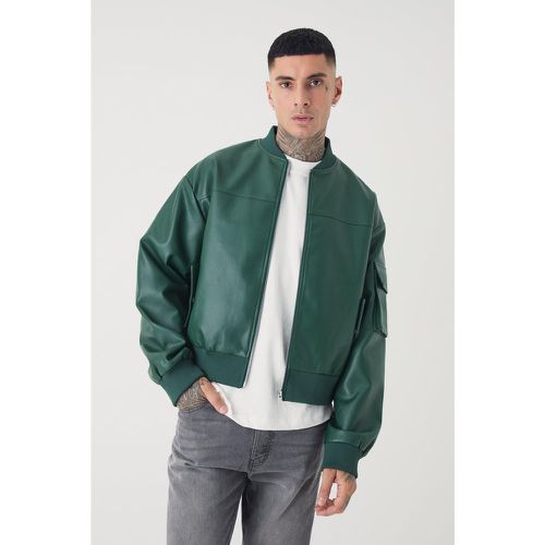 Chaqueta Tall Bomber Oversize Cargo De Cuero Sintético - boohoo - Modalova