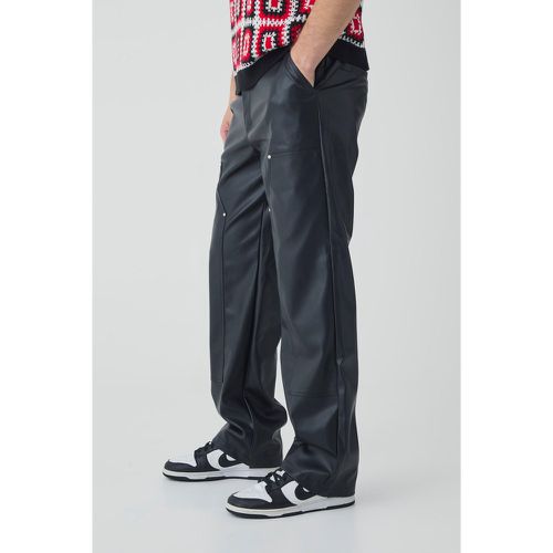 Pantalón Tall Holgado De Cuero Sintético Estilo Carpintero - boohoo - Modalova