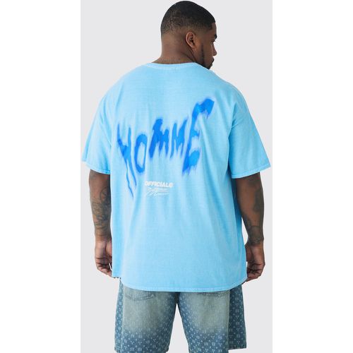 T-shirt Plus Size oversize slavata stile Graffiti Homme con stampa sul retro - boohoo - Modalova