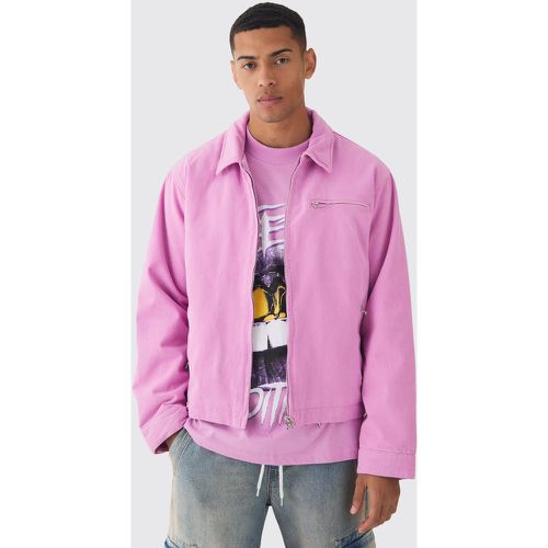 Chaqueta Estilo Obrero De Sarga Acolchada Con Lavado A La Piedra En Rosa - boohoo - Modalova