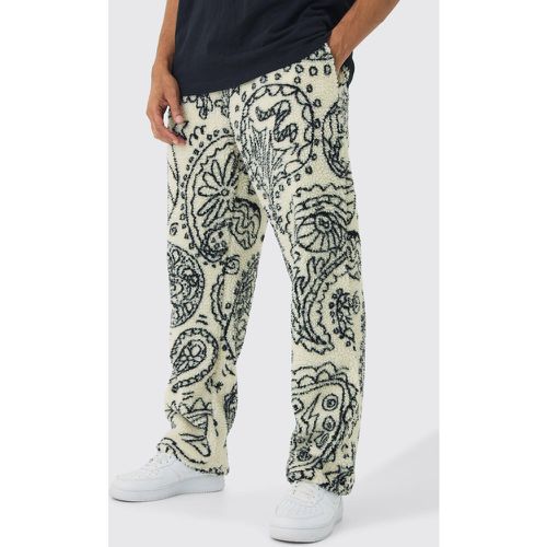 Pantalón Deportivo Holgado De Borreguito Con Estampado Cachemira - boohoo - Modalova