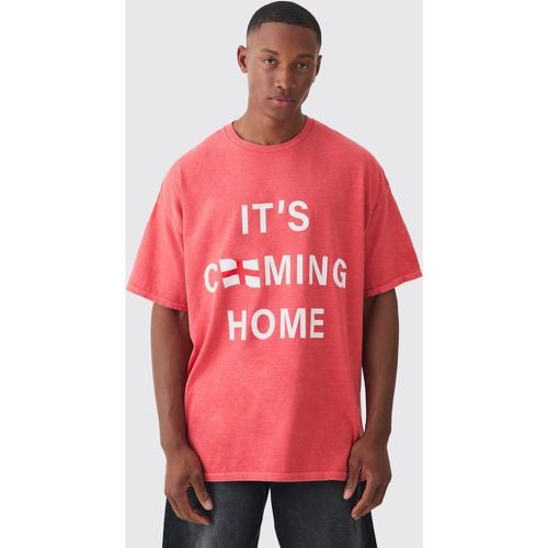 T-shirt oversize slavata con slogan It's Coming Home - boohoo - Modalova