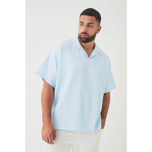 Polo Plus Size a pieghe blu con rever scesi - boohoo - Modalova