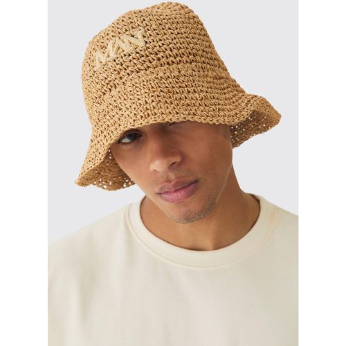 Man Raffia Bucket Hat In Khaki - boohoo - Modalova