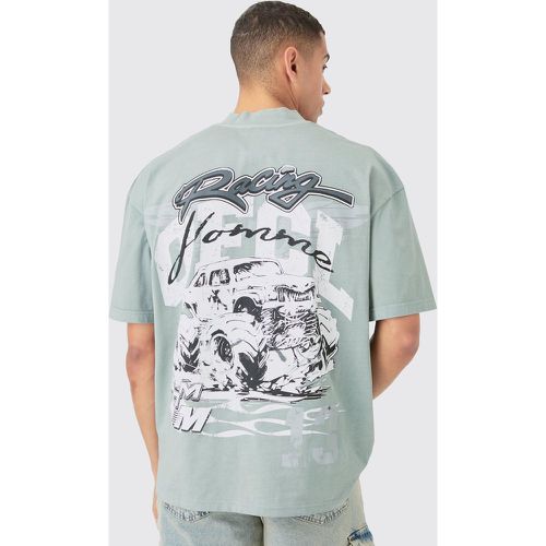 Oversized Extended Neck Ofcl Racing Acid Wash T-shirt - boohoo - Modalova