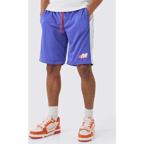 Basketball Mesh Varsity Short, Azul - boohoo - Modalova