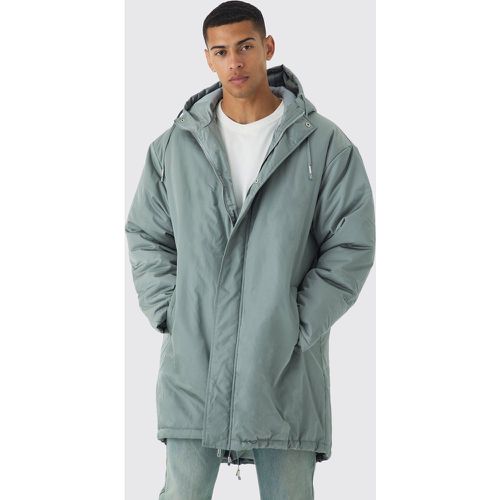 Parka Oversize Larga De Raso Acolchada Color Salvia - boohoo - Modalova