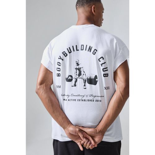 Camiseta Man Active Oversize Con Abertura Y Estampado Body Building - boohoo - Modalova