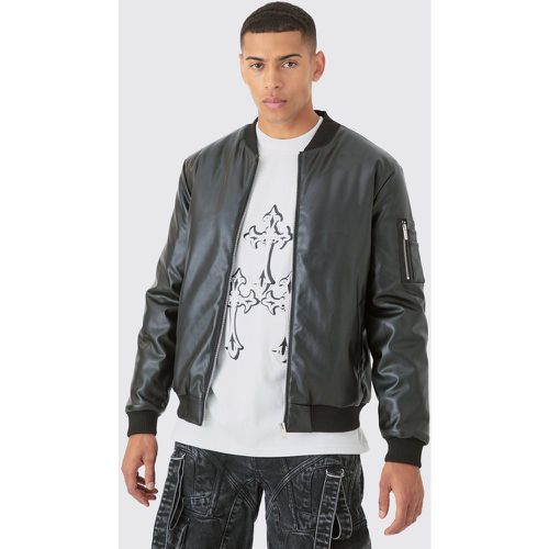 Chaqueta Bomber De Cuero Sintético Acolchada Ma1 Negra - boohoo - Modalova