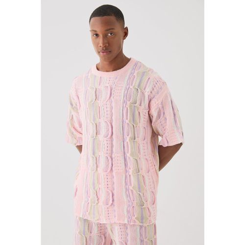Oversized 3D Knitted T-Shirt, Pink - boohoo - Modalova