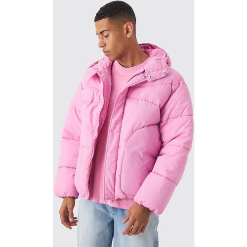 Abrigo Acolchado Rosa Con Capucha - boohoo - Modalova