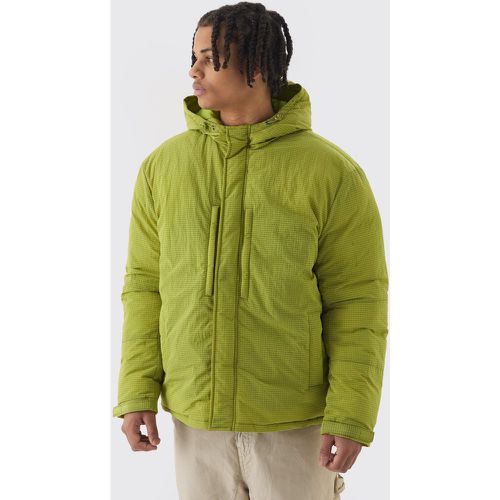 Parka oversize in nylon ripstop color lime con cappuccio - boohoo - Modalova