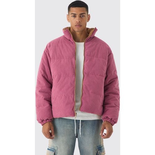 Piumino double face in velluto a coste e nylon rosa - boohoo - Modalova