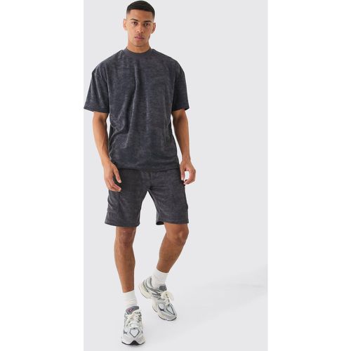 Oversized Extended Neck Towelling T-Shirt & Cargo Shorts - boohoo - Modalova