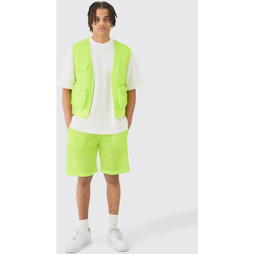 Mesh Vest & Short Set, Verde - boohoo - Modalova