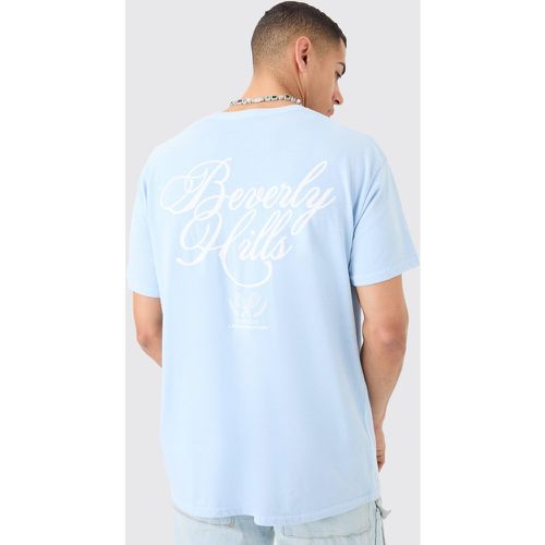 Camiseta Oversize Con Lavado A La Piedra Y Estampado De Beverly Hills - boohoo - Modalova