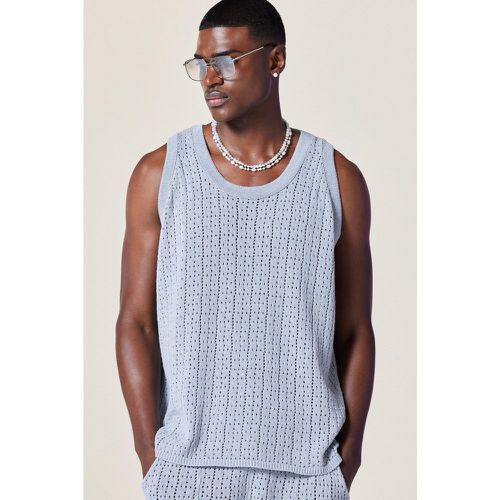 Relaxed Crochet Knitted Vest In Grey - boohoo - Modalova