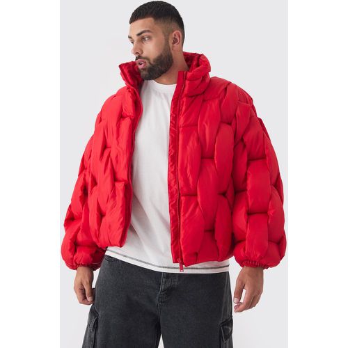 Chaqueta Plus Acolchada Roja De Trama Hecha A Mano - boohoo - Modalova