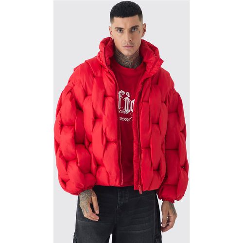 Chaqueta Tall Acolchada Roja Tejida A Mano - boohoo - Modalova