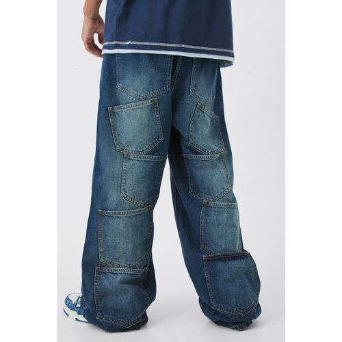 Extreme Baggy Rigid Multi Pocket Denim Jean In Antique Wash - boohoo - Modalova