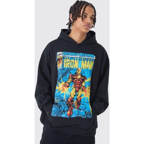 Felpa oversize con stampa ufficiale Iron Man Marvel e cappuccio - boohoo - Modalova