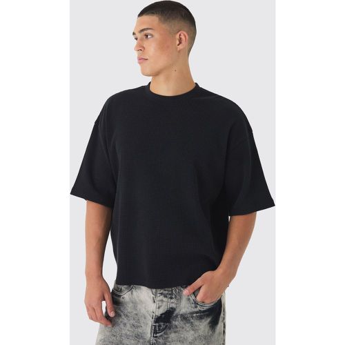 T-shirt squadrata oversize con trama a nido d'ape - boohoo - Modalova