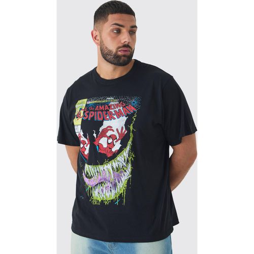 T-shirt Plus Size oversize nera con stampa ufficiale Spiderman - boohoo - Modalova