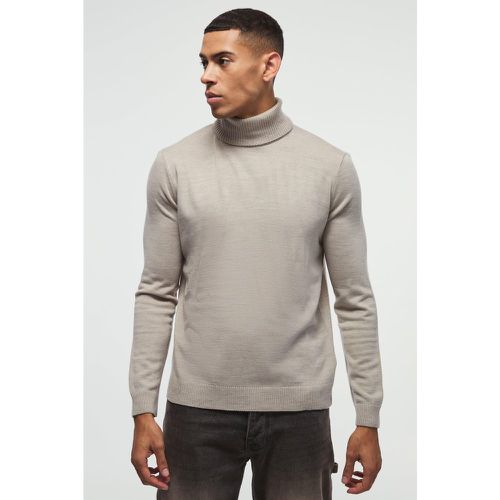 Maglione a maniche lunghe color pietra con collo alto - boohoo - Modalova