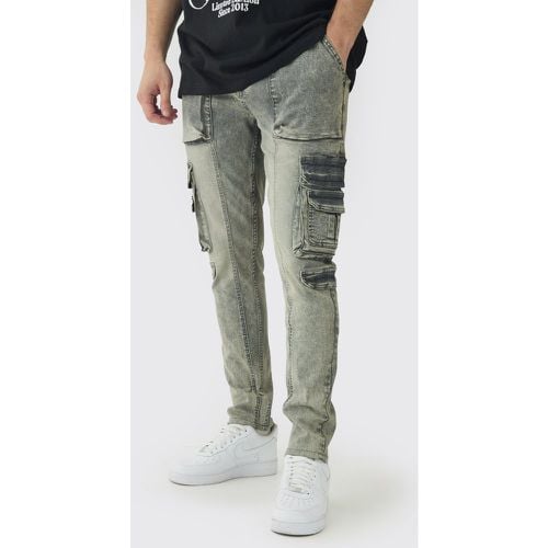 Vaqueros Tall Cargo Pitillo, Gris - boohoo - Modalova