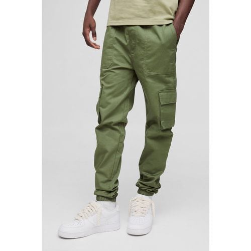 Pantaloni Cargo Skinny Fit con vita elasticizzata e polsini alle caviglie - boohoo - Modalova