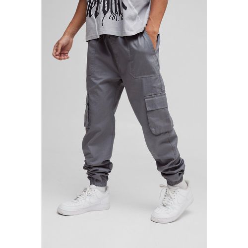 Pantaloni Cargo Skinny Fit con vita elasticizzata e polsini alle caviglie - boohoo - Modalova