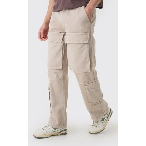 Pantaloni Cargo dritti pesanti in twill in lavaggio acido - boohoo - Modalova