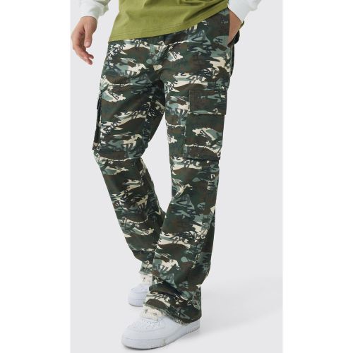 Pantalón Cargo Holgado De Sarga Con Cintura Elástica Y Estampado Láser - boohoo - Modalova