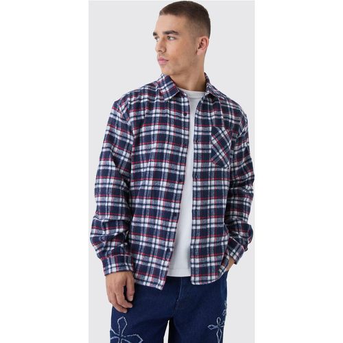 Camisa Oversize De Manga Larga Con Estampado De Cuadros - boohoo - Modalova