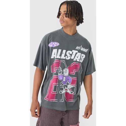 T-shirt oversize slavata con stampa di aquila All Star - boohoo - Modalova