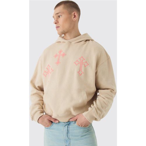 Sudadera Oversize Recta Con Capucha Y Estampado De Cruz - boohoo - Modalova