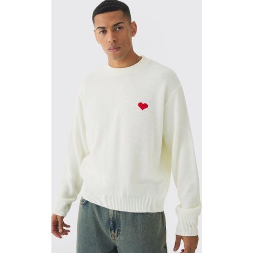 Maglione squadrato oversize a cuore - boohoo - Modalova