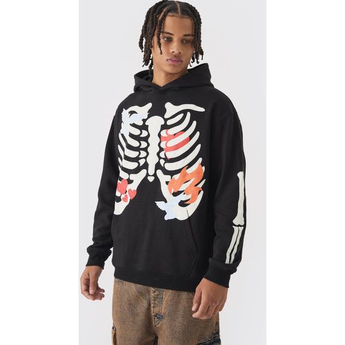 Oversized Washed Skeleton Print Hoodie - boohoo - Modalova