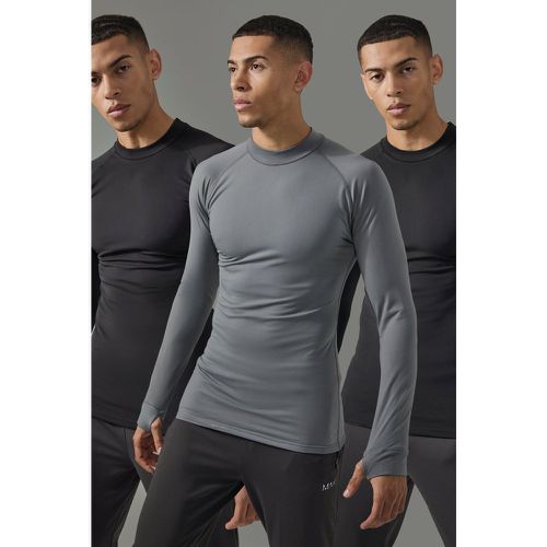 Pack De 3 Camisetas Interiores Man Active De Manga Larga Con Cuello Alto - boohoo - Modalova