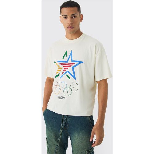 T-shirt squadrata oversize con stampa di stelle - boohoo - Modalova