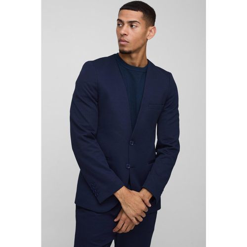 Blazer Slim Fit senza colletto con trama a nido d'ape - boohoo - Modalova