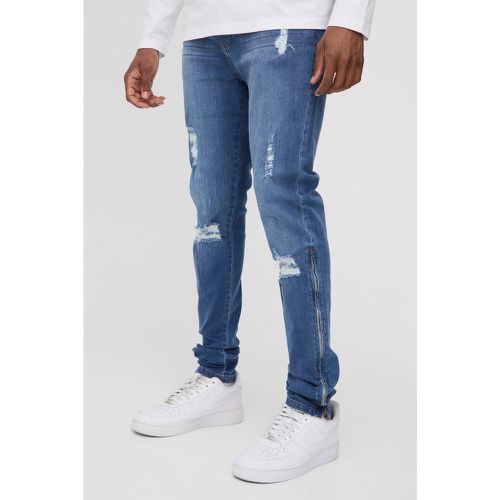 Jeans Tall Stretch Skinny Fit strappati con zip sul fondo - boohoo - Modalova