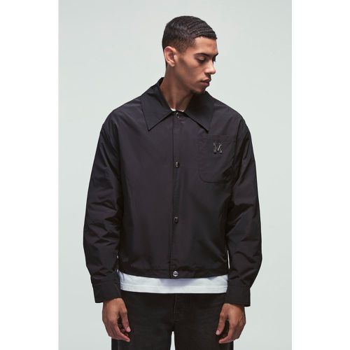 Chaqueta Man Negra Harrington Con Cuello - boohoo - Modalova