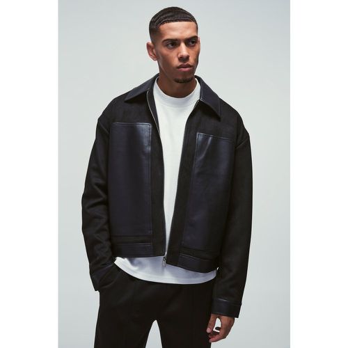 Chaqueta Man Negra Harrington Con Cuello - boohoo - Modalova